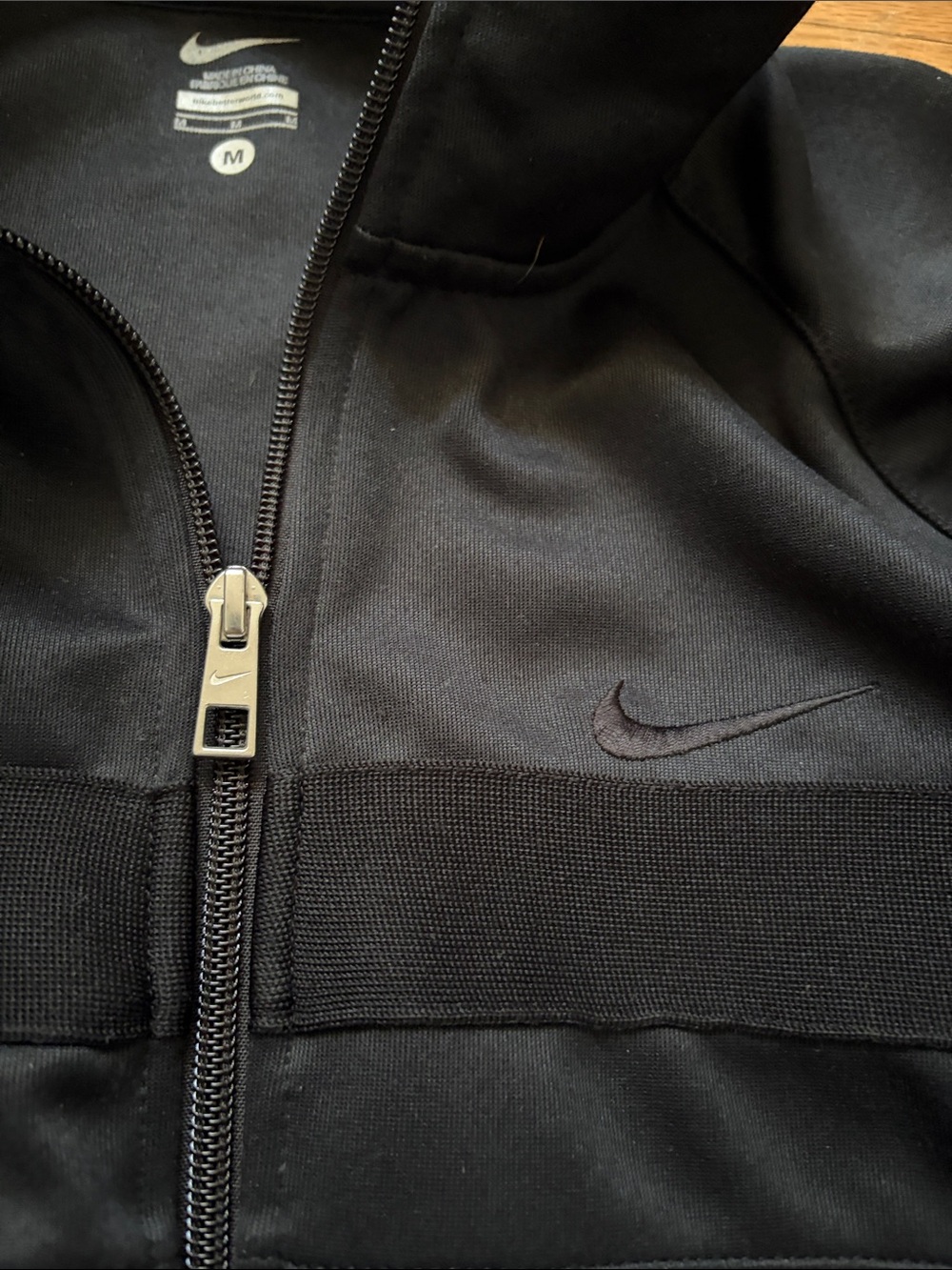 nike black/black full zip track jacket mens medium - Picture 2 of 5